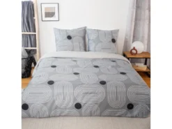 Parure De Lit 240x220 Cm Microfibre FROGGUIE Gris 3 Pièces