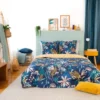 Parure De Lit 140x200 Cm Coton Bci Adouci AGLAE Bleu 2 Pièces