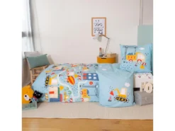 Parure De Lit 140x200 Cm Coton TRAVAUX Bleu Ciel -Herman Miller Magasin linge de lit 8861463