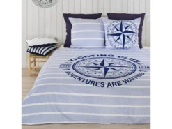 Parure De Lit 260x240 Cm Coton Issu De L'agriculture Biologique OCEAN Bleu