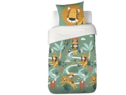 Parure De Lit 140x200 Cm Coton Bci Adouci PROMENADE Vert 2 Pièces