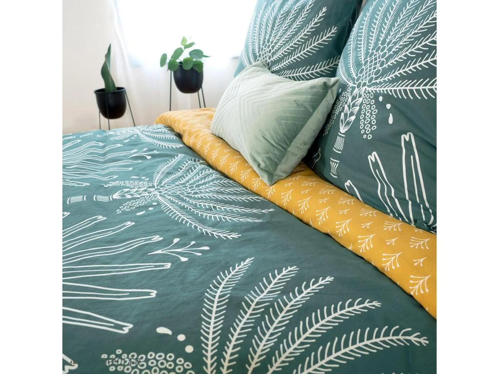Parure De Lit 240x220 Cm Coton Bci Adouci MAZIA Vert 3 Pièces 2 Parure De Lit 240x220 Cm Coton Bci Adouci MAZIA Vert 3 Pièces – Image 2