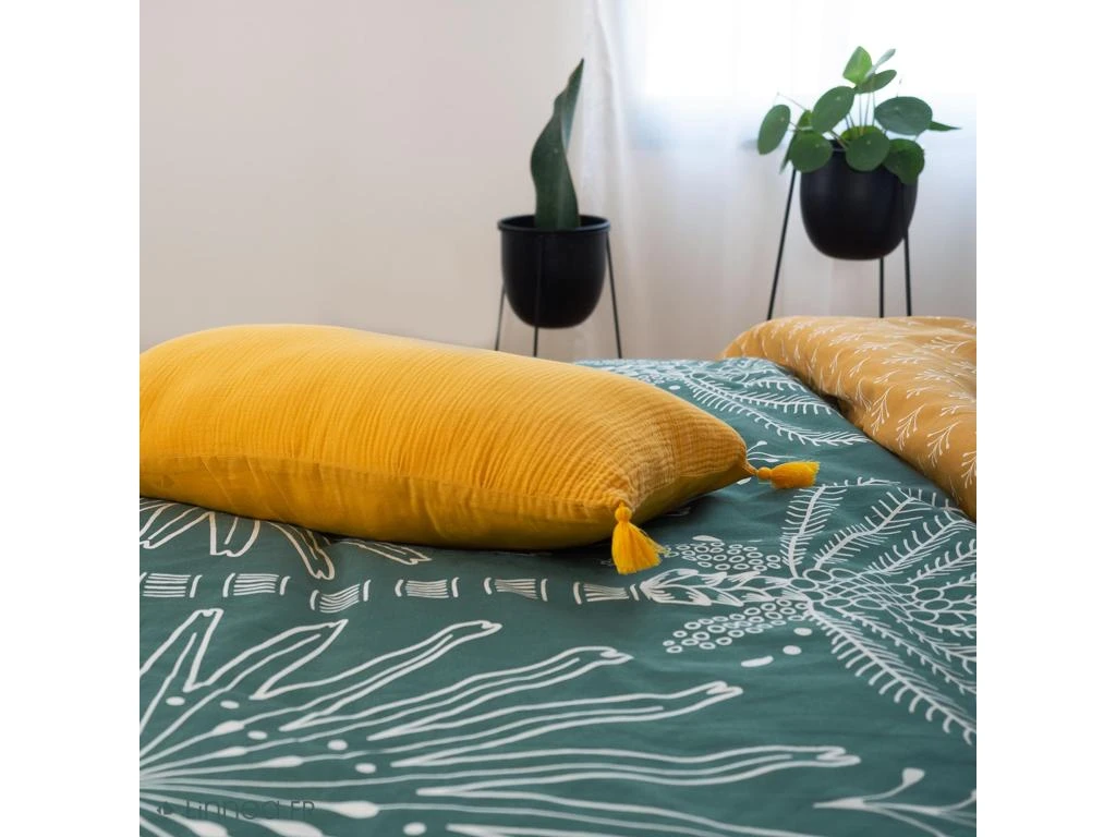 Parure De Lit 240x220 Cm Coton Bci Adouci MAZIA Vert 3 Pièces 3 Parure De Lit 240x220 Cm Coton Bci Adouci MAZIA Vert 3 Pièces – Image 3