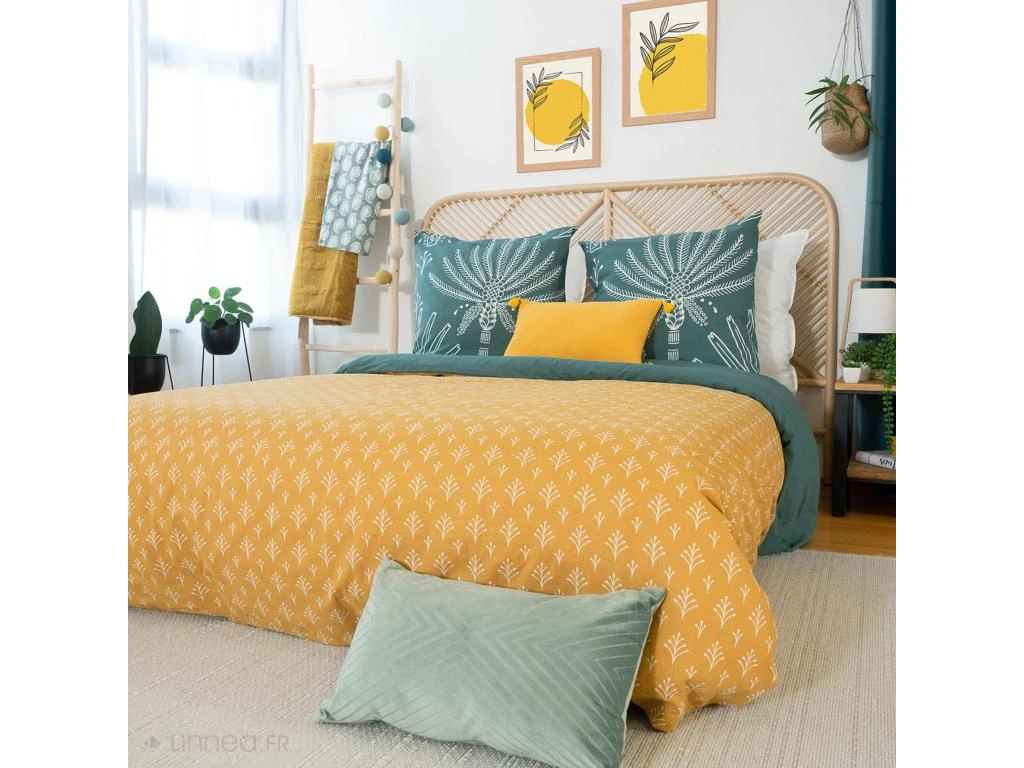 Parure De Lit 240x220 Cm Coton Bci Adouci MAZIA Vert 3 Pièces 4 Parure De Lit 240x220 Cm Coton Bci Adouci MAZIA Vert 3 Pièces – Image 4