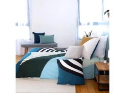 Parure De Lit 260x240 Cm Coton STOP Bleu 3 Pièces -Herman Miller Magasin linge de lit 8864963