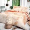 Housse De Couette 200x200 Cm Coton FOLIO Ecru Corail