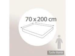 Alèse Plate 70x200 Cm ACHUA Molleton Coton 400 G/m2 Matelas 15cm à 23cm -Herman Miller Magasin linge de lit 9058991