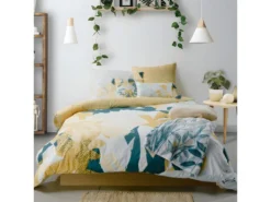 Housse De Couette Réversible 220x240 Cm + 2 Taies D'oreiller 65x65 Cm Coton Izia Fresh