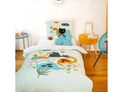 Housse De Couette Réversible 140x200 Cm + 1 Taie D'oreiller 63x63 Cm Coton Dilia