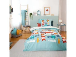 Housse De Couette 140x200 Cm + 1 Taie D'oreiller 63x63 Cm Polycoton Bombero