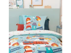 Housse De Couette 140x200 Cm + 1 Taie D'oreiller 63x63 Cm Polycoton Bombero -Herman Miller Magasin linge de lit 9465357