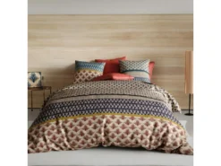 Housse De Couette Réversible 140x200 Cm + 1 Taie D'oreiller 63x63 Cm Percale De Coton Manille