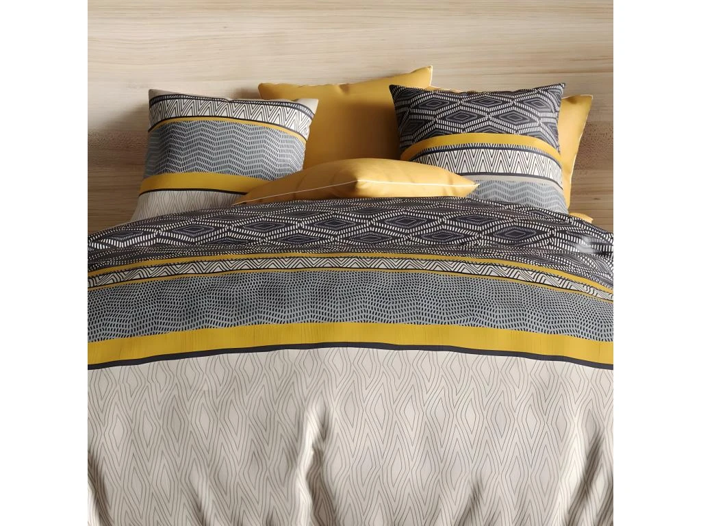 Housse De Couette 220x240 Cm + 2 Taies D'oreiller 63x63 Cm Coton Delmas 3 Housse De Couette 220x240 Cm + 2 Taies D'oreiller 63x63 Cm Coton Delmas – Image 3