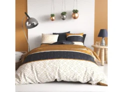 Parure De Lit Housse De Couette Avec Taie D'oreiller 100% Coton 57 Fils Felora : Taille - 140 X 200 Cm