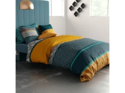 Parure De Lit Housse De Couette Avec Taie D'oreiller 100% Coton 57 Fils Lupin : Taille - 220 X 240 Cm