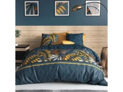 Parure De Lit - Housse De Couette 220x240 Cm + 2 Taies D'oreiller 100% Coton 57 Fils Salva