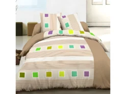 Parure Housse De Couette 220x240 Cm 100% Coton Cuby Beige