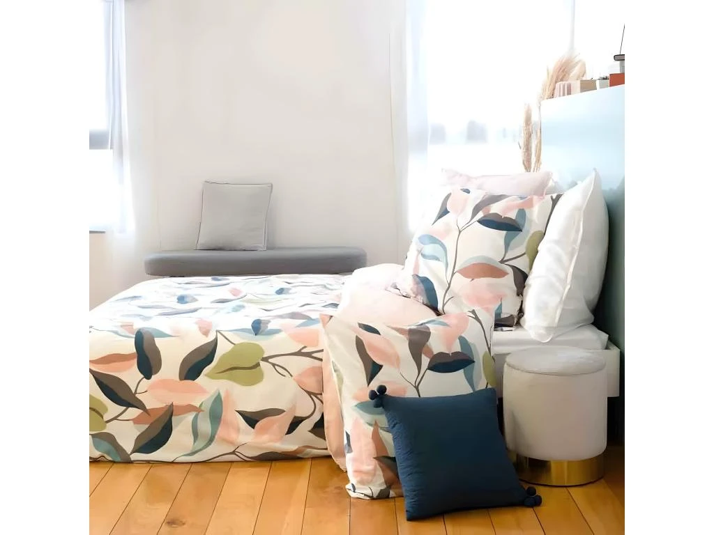 Housse De Couette 220x240 Cm + 2 Taies D'oreiller 63x63 Cm Coton Lila 2 Housse De Couette 220x240 Cm + 2 Taies D'oreiller 63x63 Cm Coton Lila – Image 2