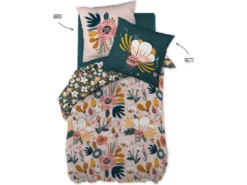 Parure De Lit Housse De Couette Avec Taie D'oreiller 100% Coton 57 Fils Champetre : Taille - 140 X 200 Cm