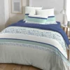 Housse De Couette 220x240 + 2 Taies D'oreiller 63x63 Cm Coton Tilsa Bleu