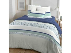 Housse De Couette 220x240 + 2 Taies D'oreiller 63x63 Cm Coton Tilsa Bleu