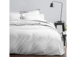 Housse De Couette 220x240 + 2 Taies D'oreiller 63x63 Cm Satin De Coton Blanc