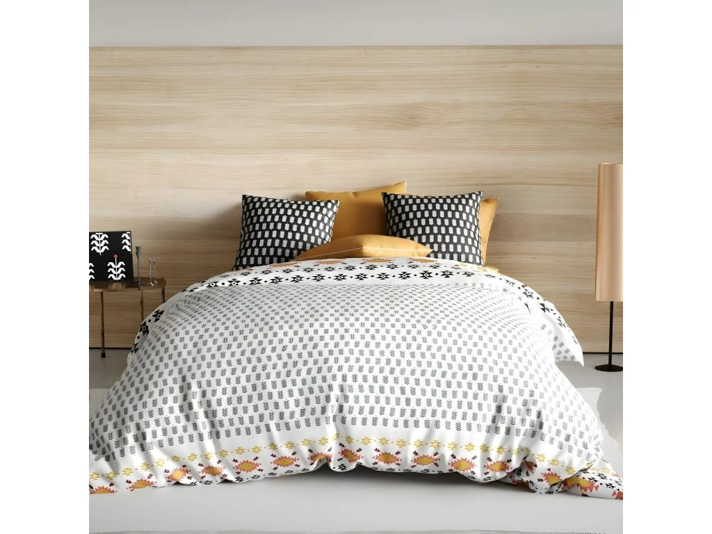 Housse De Couette 220x240 Cm + 2 Taies D'oreiller 65x65 Cm Coton Loya 1 Housse De Couette 220x240 Cm + 2 Taies D'oreiller 65x65 Cm Coton Loya