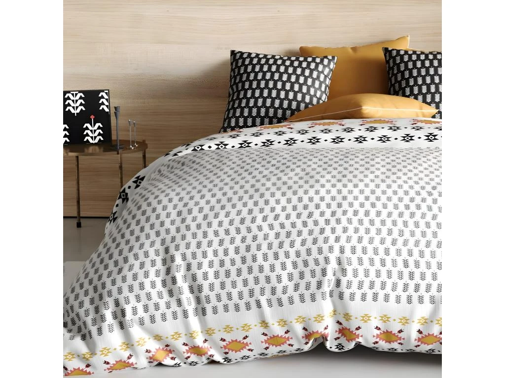 Housse De Couette 220x240 Cm + 2 Taies D'oreiller 65x65 Cm Coton Loya 2 Housse De Couette 220x240 Cm + 2 Taies D'oreiller 65x65 Cm Coton Loya – Image 2