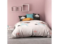 Housse De Couette 140x200 + 1 Taie D'oreiller 100% Coton Bella