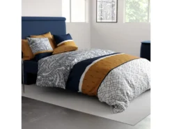 Parure De Lit Housse De Couette Avec Taie D'oreiller 100% Coton 57 Fils Dakota : Taille - 240 X 260 Cm