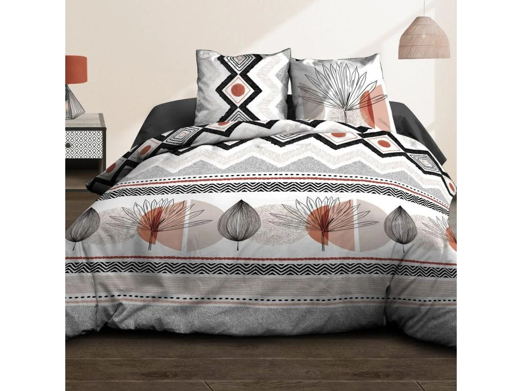 Parure De Lit Housse De Couette Avec Taies D'oreiller 100% Coton 57 Fils Keo : Taille - 220 X 240 Cm 1 Parure De Lit Housse De Couette Avec Taies D'oreiller 100% Coton 57 Fils Keo : Taille - 220 X 240 Cm