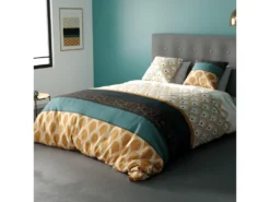 Housse De Couette Et Taie D'oreiller 100% Coton 57 Fils Bangui : Taille - 140 X 200 Cm