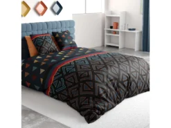 Parure De Lit - Housse De Couette 220x240 Cm + 2 Taies D'oreiller 100% Coton 57 Fils Holi