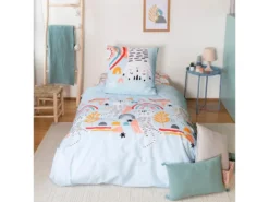 Housse De Couette 140x200 + 1 Taie D'oreiller 63x63 Coton Catchi