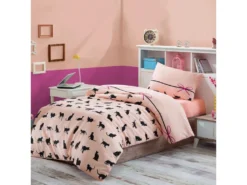 Housse De Couette 140x200 + 1 Taie D'oreiller 60x60 Cm Polycoton Cats