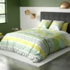 Parure De Lit Housse De Couette Avec Taies D'oreiller 100% Coton 57 Fils Coquillage Vert : Taille - 220 X 240 Cm