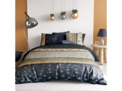 Parure De Lit - Housse De Couette 140x200 Cm Réversible + 1 Taie D'oreiller 100% Percale De Coton 71 Fils Bella