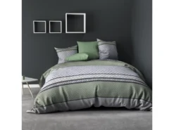 Parure De Couette 100% Microfibre Vaxo Vert Taille 140 X 200 Cm