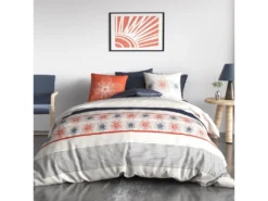 Parure De Lit - Housse De Couette 140x200 Cm + 1 Taie D'oreiller 100% Coton 57 Fils Elegance