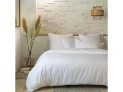 Parure De Lit Housse De Couette Avec Taies D'oreiller 100% Percale De Coton 80 Fils Blanc : Taille - 240 X 260 Cm