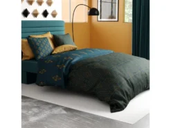 Parure De Lit - Housse De Couette 140x200 Cm Réversible + 1 Taie D'oreiller 100% Percale De Coton 71 Fils Shadow