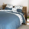 Parure De Lit Housse De Couette Avec Taies D'oreiller 100% Coton 57 Fils Automnia Ocean Blue : Taille - 240 X 260 Cm