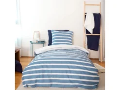 Housse De Couette 220x240 + 2 Taies D'oreiller 63x63 Coton Stripes -Herman Miller Magasin linge de lit 9898357
