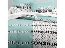 Housse De Couette Coton Hello Sunshine Et Taie D'oreiller Today : Taille - 240 X 260 Cm -Herman Miller Magasin linge de lit 9898829