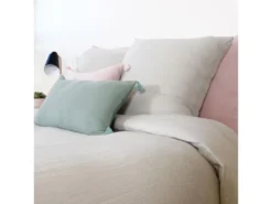 Housse De Couette 140x200 + 1 Taie D'oreiller 63x63 Cm Gaze De Coton Gris