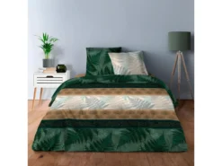 Housse De Couette 240x260 Cm + 2 Taies D'oreiller 63x63 Cm Coton Fougere