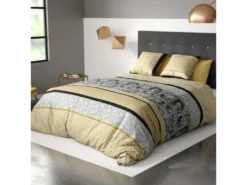 Parure De Lit Housse De Couette Avec Taies D'oreiller 100% Coton 57 Fils Amazonia Gold : Taille - 240 X 260 Cm