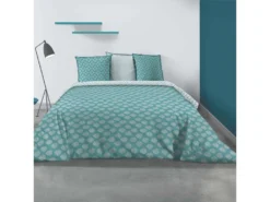 Parure De Lit - Housse De Couette 100% Coton 57 Fils Kady Blue : Taille - 220 X 240 Cm
