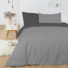 Housse De Couette 240x260 + 2 Taies D'oreiller 63x63 Cm Coton Grisclair_Anthracite