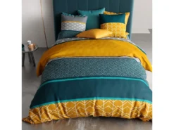 Parure De Lit Housse De Couette Avec Taie D'oreiller 100% Coton 57 Fils Lupin : Taille - 240 X 260 Cm -Herman Miller Magasin linge de lit 9900615